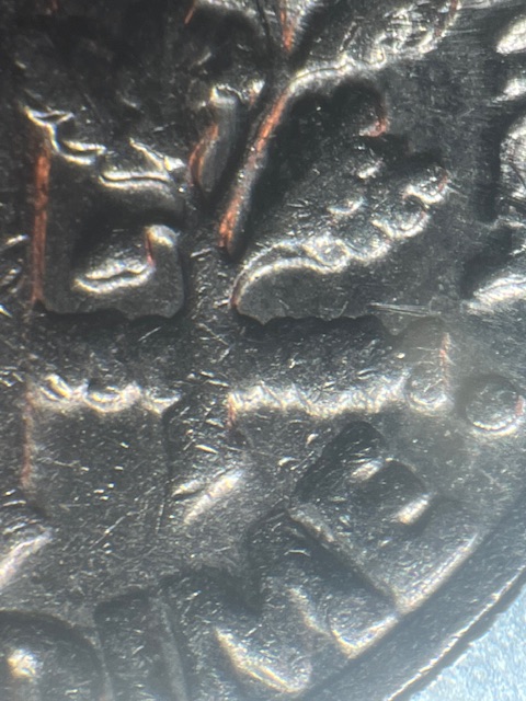 Roosevelt-Dimes-1985-P--Double-Ears-?-Die-D�t�rioration-?-+-P-Mint-Mark